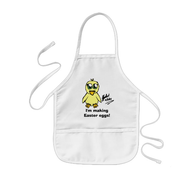 Chibi Easter CHICK, I'm making Easter eggs! Kids Apron (Front)