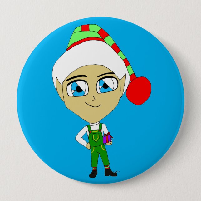 chibi elf  10 cm round badge (Front)