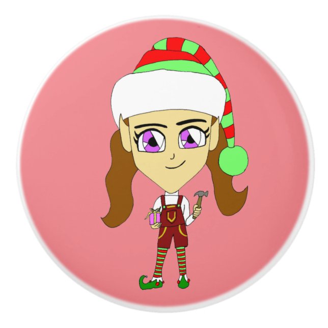 chibi elf     ceramic knob (Front)