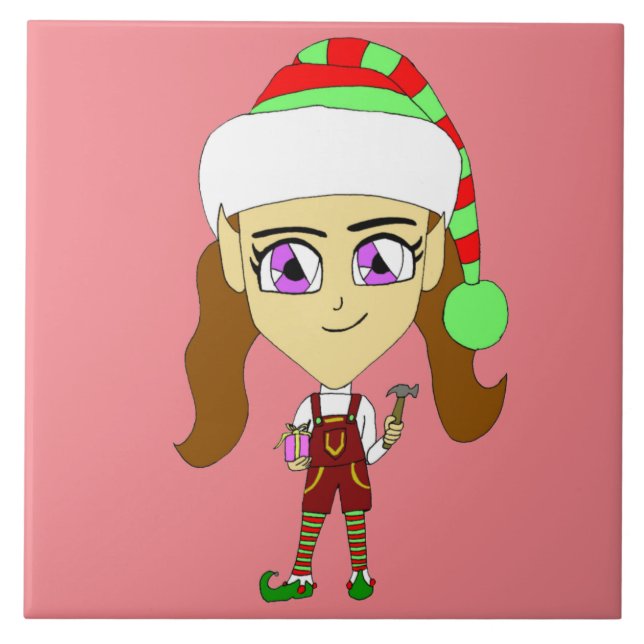 chibi elf     ceramic tile (Front)