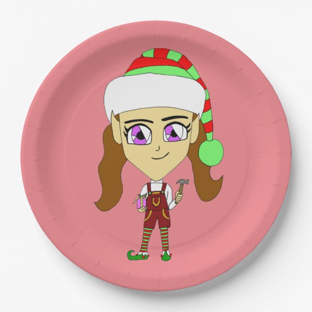 chibi elf      paper plate (Front)