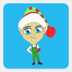 chibi elf      square sticker