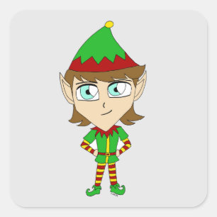 chibi elf  square sticker