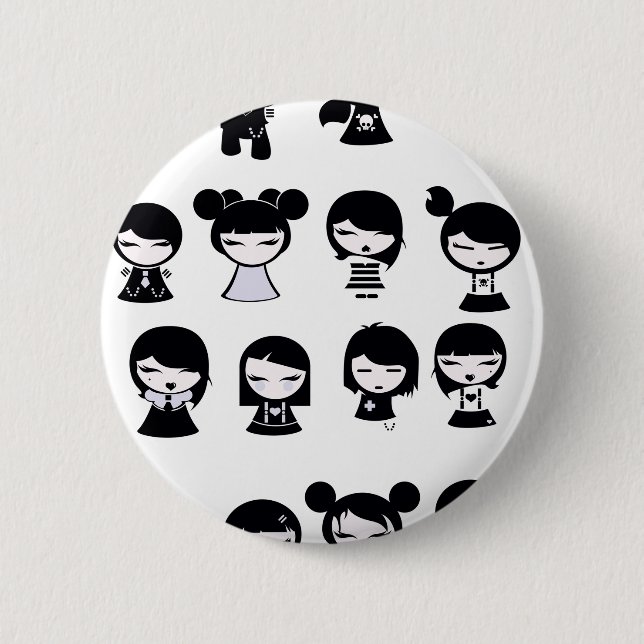 Chibi Emo Goth 6 Cm Round Badge (Front)