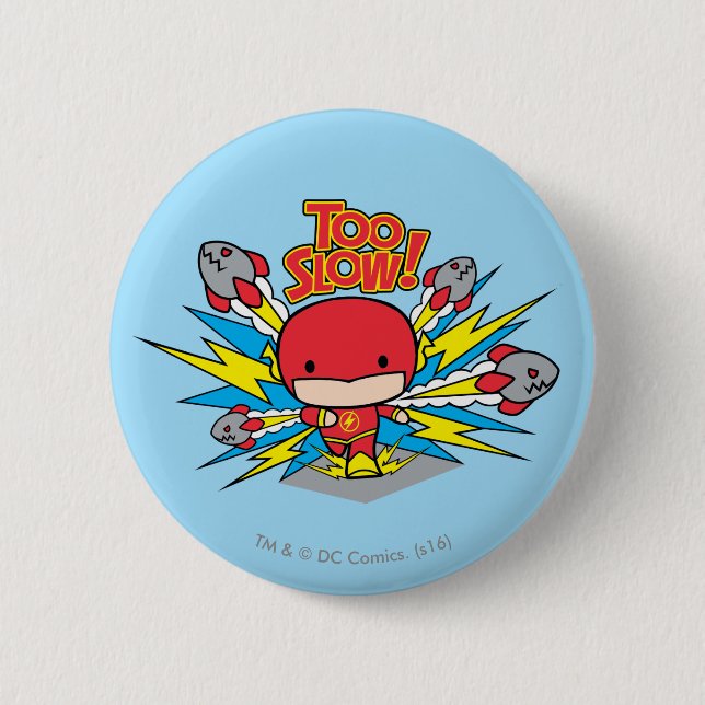 Chibi Flash Outrunning Rockets 6 Cm Round Badge (Front)