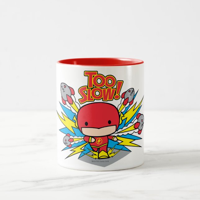 Chibi Flash Outrunning Rockets Two-Tone Coffee Mug (Center)
