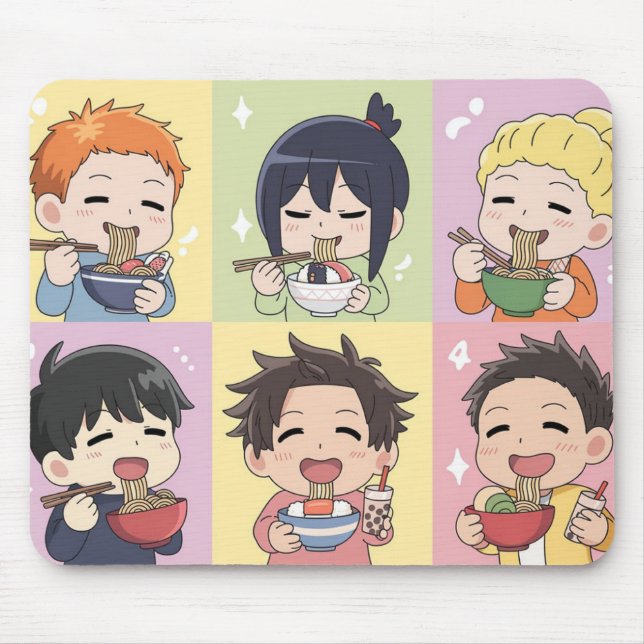 Chibi Foodie Characters Anime Mousepad (Front)