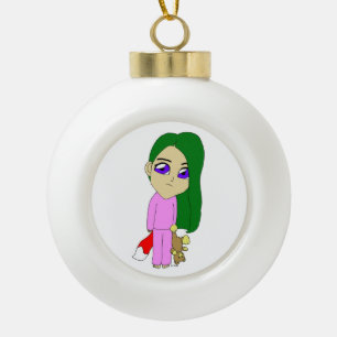 chibi foxy girl ceramic ball christmas ornament