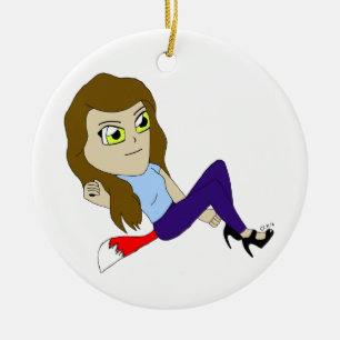 chibi foxy girl ceramic ornament