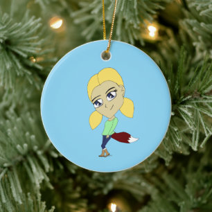 chibi foxy girl ceramic ornament