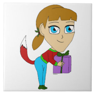 chibi foxy girl  ceramic tile