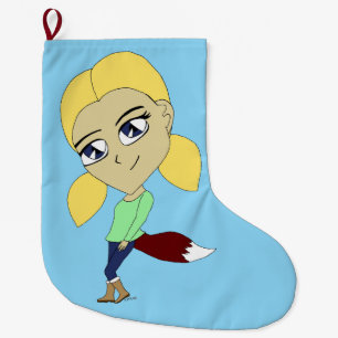 chibi foxy girl  large christmas stocking