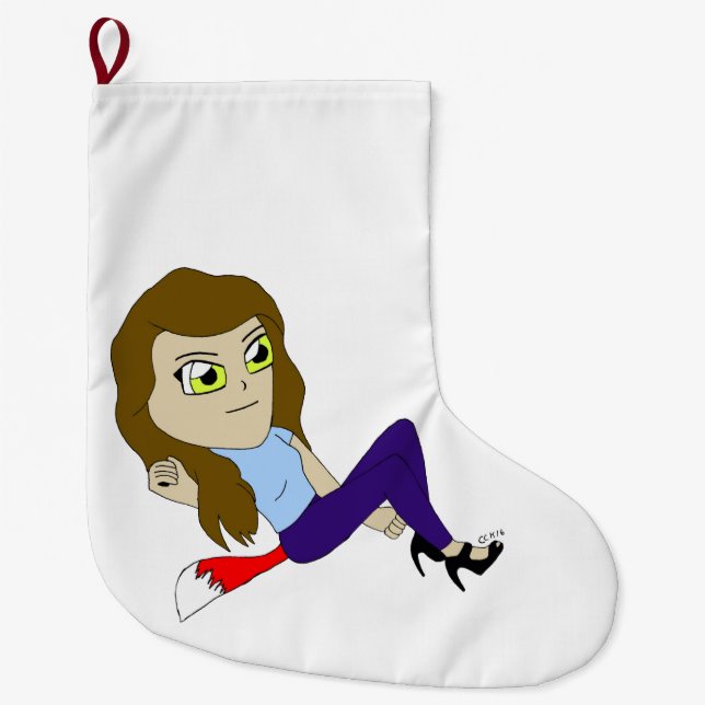 chibi foxy girl   large christmas stocking (Front)