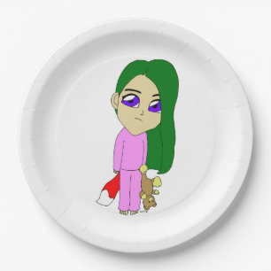 chibi foxy girl  paper plate