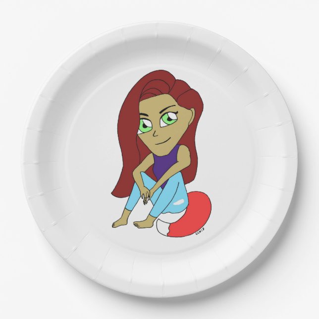 chibi foxy girl paper plate (Front)
