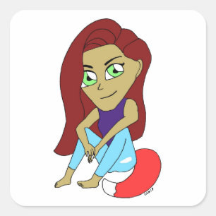 chibi foxy girl square sticker