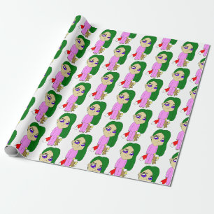 chibi foxy girl wrapping paper