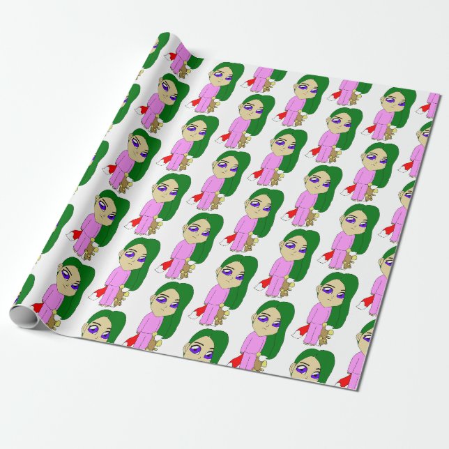 chibi foxy girl wrapping paper (Unrolled)