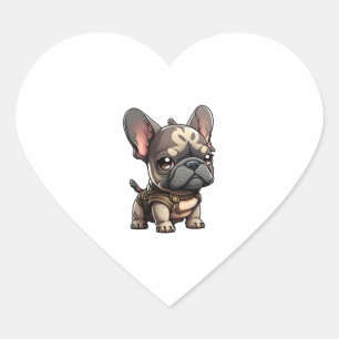 Chibi French Bulldog Heart Sticker