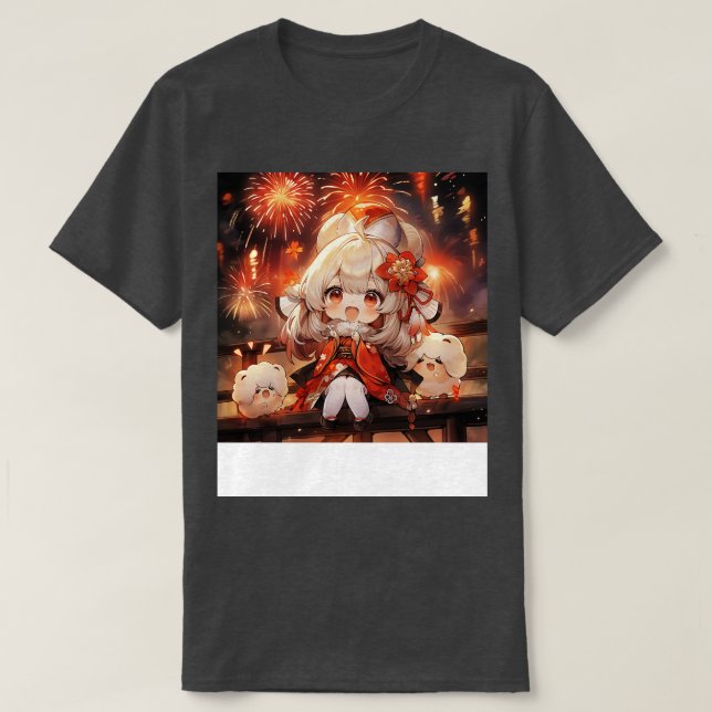 Chibi Girl in firework festival T-Shirt (Design Front)