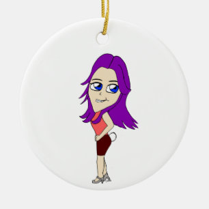 chibi girl with a bunny tail ceramic ornament