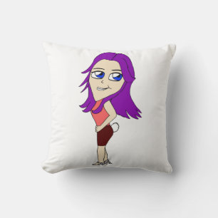 chibi girl with a bunny tail cushion