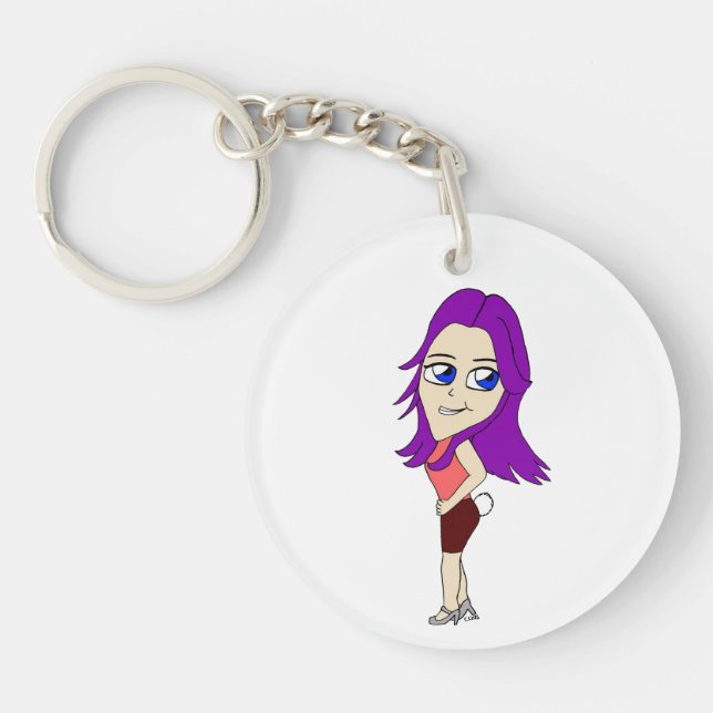 chibi girl with a bunny tail key ring (Front)
