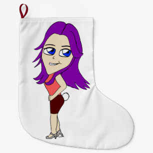 chibi girl with a bunny tail large christmas stocking