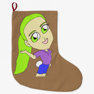 chibi girl with a bunny tail    large christmas stocking