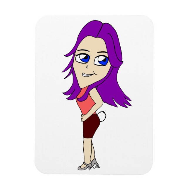 chibi girl with a bunny tail magnet (Vertical)