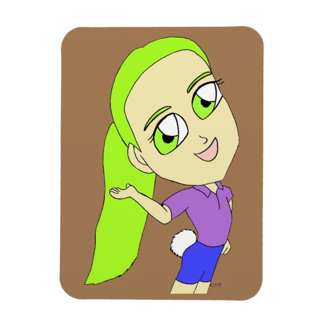 chibi girl with a bunny tail  magnet (Vertical)