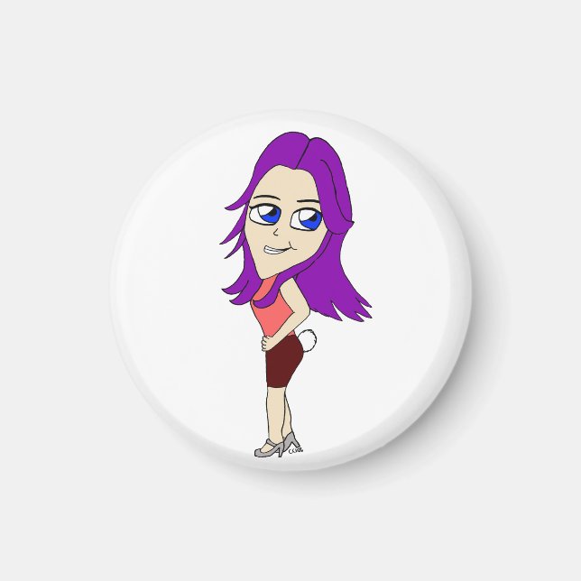 chibi girl with a bunny tail  magnet (Front)