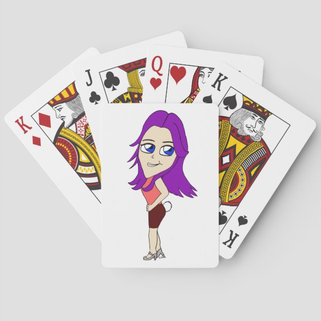 chibi girl with a bunny tail playing cards (Back)
