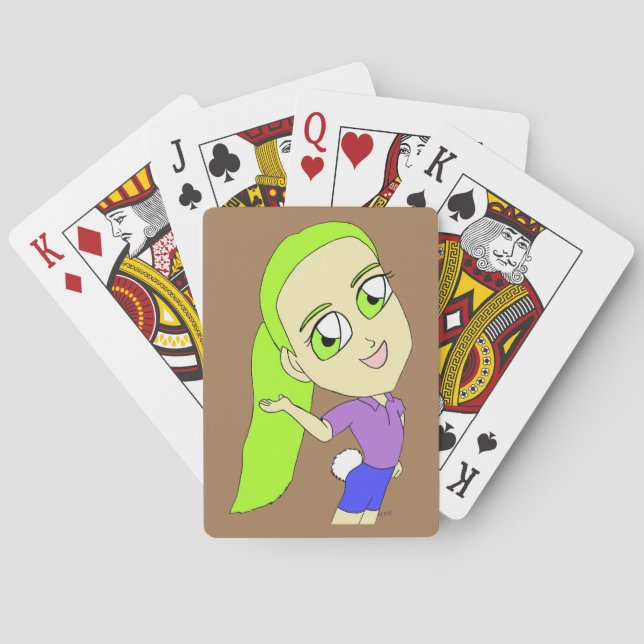 chibi girl with a bunny tail    playing cards (Back)
