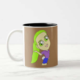 chibi girl with a bunny tail Two-Tone coffee mug