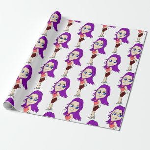 chibi girl with a bunny tail wrapping paper