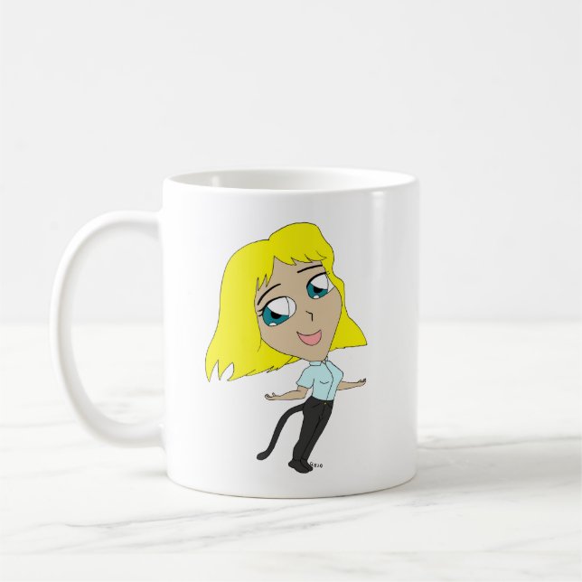 chibi girl with a tail   coffee mug (Left)