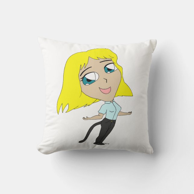chibi girl with a tail  cushion (Front)