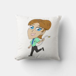 chibi girl with a tail cushion