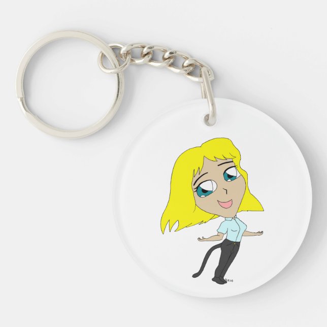 chibi girl with a tail   key ring (Front)