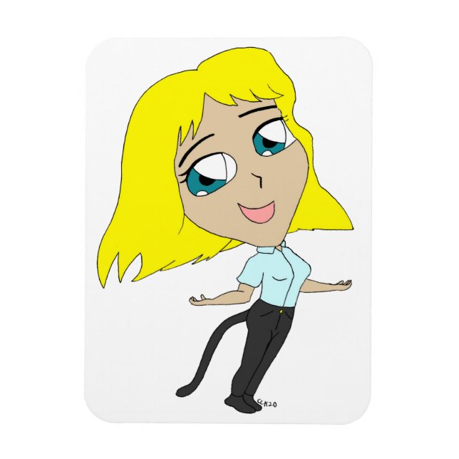 chibi girl with a tail  magnet (Vertical)