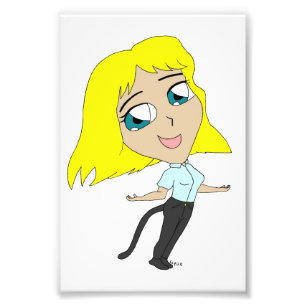 chibi girl with a tail photo print