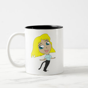 chibi girl with a tail Two-Tone coffee mug