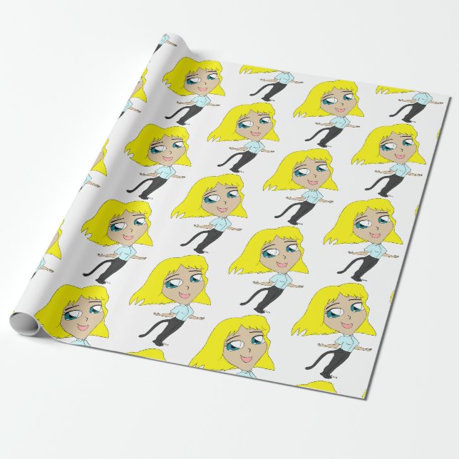 chibi girl with a tail  wrapping paper (Unrolled)