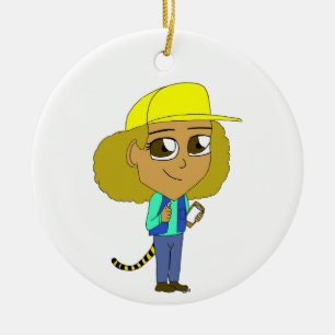 chibi girl with a tiger tail ceramic ornament