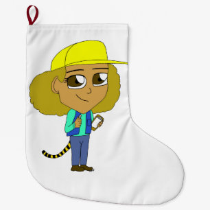 chibi girl with a tiger tail large christmas stocking