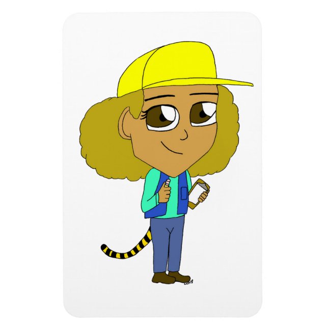 chibi girl with a tiger tail   magnet (Vertical)