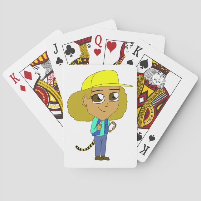 chibi girl with a tiger tail playing cards (Back)