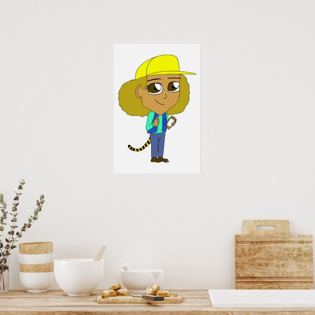chibi girl with a tiger tail poster (Kitchen)