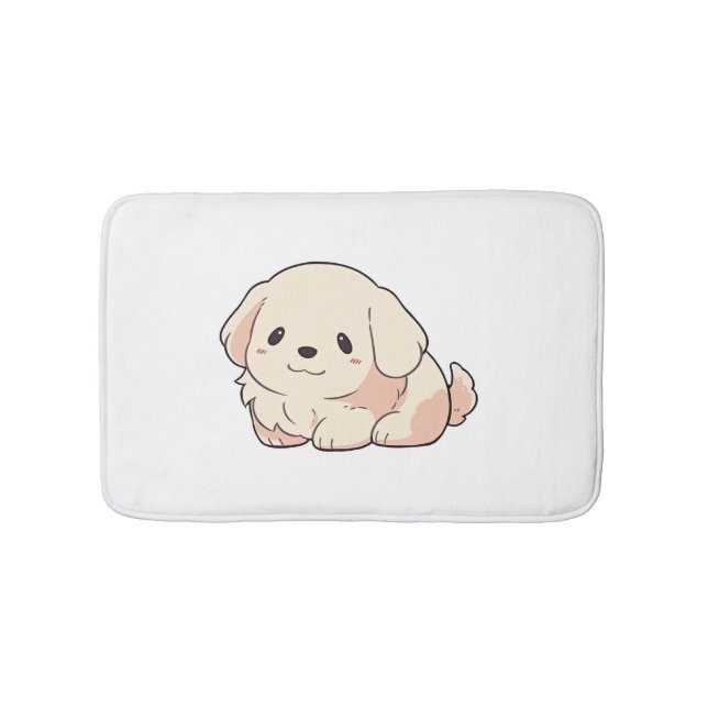 Chibi Golden Retriever Puppy Bath Mat (Front)